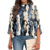 image:imageWIHOLL 34 Length Sleeve Womens Tops Mock Neck Pleated Front Blouses for Women Dressy Casual Spring Summer OutfitsTie Dye