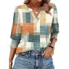 image:imageWIHOLL 34 Length Sleeve Womens Tops Summer Shirts Spring Vacation Outfits Dressy Casual Trendy Fall S3XL01orange and Blue Plaid