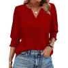 image:imageWIHOLL 34 Length Sleeve Womens Tops Summer Shirts Spring Vacation Outfits Dressy Casual Trendy Fall S3XL02red
