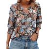 image:imageWIHOLL 34 Length Sleeve Womens Tops Summer Shirts Spring Vacation Outfits Dressy Casual Trendy Fall S3XL03floral Khaki