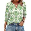 image:imageWIHOLL 34 Length Sleeve Womens Tops Summer Shirts Spring Vacation Outfits Dressy Casual Trendy Fall S3XL03green Ethnic Pattern