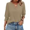 image:imageWIHOLL 34 Length Sleeve Womens Tops Summer Shirts Spring Vacation Outfits Dressy Casual Trendy Fall S3XL03khaki