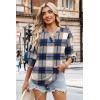 image:imageWIHOLL 34 Length Sleeve Womens Tops Summer Shirts Spring Vacation Outfits Dressy Casual Trendy Fall S3XL04blue Plaid