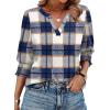 image:imageWIHOLL 34 Length Sleeve Womens Tops Summer Shirts Spring Vacation Outfits Dressy Casual Trendy Fall S3XL04blue Plaid