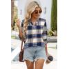 image:imageWIHOLL 34 Length Sleeve Womens Tops Summer Shirts Spring Vacation Outfits Dressy Casual Trendy Fall S3XL04blue Plaid