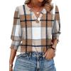 image:imageWIHOLL 34 Length Sleeve Womens Tops Summer Shirts Spring Vacation Outfits Dressy Casual Trendy Fall S3XL04brown Plaid
