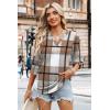 image:imageWIHOLL 34 Length Sleeve Womens Tops Summer Shirts Spring Vacation Outfits Dressy Casual Trendy Fall S3XL04brown Plaid