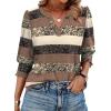 image:imageWIHOLL 34 Length Sleeve Womens Tops Summer Shirts Spring Vacation Outfits Dressy Casual Trendy Fall S3XL04brown Stripe