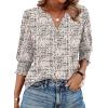 image:imageWIHOLL 34 Length Sleeve Womens Tops Summer Shirts Spring Vacation Outfits Dressy Casual Trendy Fall S3XL04khaki Houndstooth