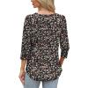 image:imageWIHOLL 34 Length Sleeve Womens Tops with Button Cuffs Dressy Casual V Neck Summer Outfits Early Fall Fashion Spring Clothes01  Black Floral Print