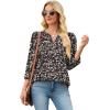 image:imageWIHOLL 34 Length Sleeve Womens Tops with Button Cuffs Dressy Casual V Neck Summer Outfits Early Fall Fashion Spring Clothes01  Black Floral Print
