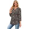 image:imageWIHOLL 34 Length Sleeve Womens Tops with Button Cuffs Dressy Casual V Neck Summer Outfits Early Fall Fashion Spring Clothes01  Black Floral Print
