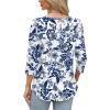 image:imageWIHOLL 34 Length Sleeve Womens Tops with Button Cuffs Dressy Casual V Neck Summer Outfits Early Fall Fashion Spring Clothes01  Blue Floral Print
