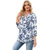 image:imageWIHOLL 34 Length Sleeve Womens Tops with Button Cuffs Dressy Casual V Neck Summer Outfits Early Fall Fashion Spring Clothes01  Blue Floral Print