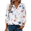 image:imageWIHOLL 34 Length Sleeve Womens Tops with Button Cuffs Dressy Casual V Neck Summer Outfits Early Fall Fashion Spring Clothes01  Floral Print