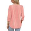 image:imageWIHOLL 34 Length Sleeve Womens Tops with Button Cuffs Dressy Casual V Neck Summer Outfits Early Fall Fashion Spring Clothes01  Pink Stripe