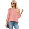 image:imageWIHOLL 34 Length Sleeve Womens Tops with Button Cuffs Dressy Casual V Neck Summer Outfits Early Fall Fashion Spring Clothes01  Pink Stripe