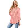 image:imageWIHOLL 34 Length Sleeve Womens Tops with Button Cuffs Dressy Casual V Neck Summer Outfits Early Fall Fashion Spring Clothes01  Pink Stripe