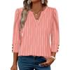 image:imageWIHOLL 34 Length Sleeve Womens Tops with Button Cuffs Dressy Casual V Neck Summer Outfits Early Fall Fashion Spring Clothes01  Pink Stripe