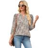 image:imageWIHOLL 34 Length Sleeve Womens Tops with Button Cuffs Dressy Casual V Neck Summer Outfits Early Fall Fashion Spring Clothes02  Beige Black
