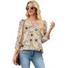 image:imageWIHOLL 34 Length Sleeve Womens Tops with Button Cuffs Dressy Casual V Neck Summer Outfits Early Fall Fashion Spring Clothes02  Beige Print