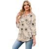 image:imageWIHOLL 34 Length Sleeve Womens Tops with Button Cuffs Dressy Casual V Neck Summer Outfits Early Fall Fashion Spring Clothes02  Beige Print