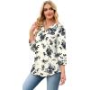 image:imageWIHOLL 34 Length Sleeve Womens Tops with Button Cuffs Dressy Casual V Neck Summer Outfits Early Fall Fashion Spring Clothes02  Black Floral Print
