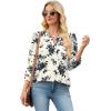 image:imageWIHOLL 34 Length Sleeve Womens Tops with Button Cuffs Dressy Casual V Neck Summer Outfits Early Fall Fashion Spring Clothes02  Black Floral Print
