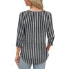 image:imageWIHOLL 34 Length Sleeve Womens Tops with Button Cuffs Dressy Casual V Neck Summer Outfits Early Fall Fashion Spring Clothes02  Black Stripe