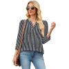 image:imageWIHOLL 34 Length Sleeve Womens Tops with Button Cuffs Dressy Casual V Neck Summer Outfits Early Fall Fashion Spring Clothes02  Black Stripe