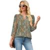 image:imageWIHOLL 34 Length Sleeve Womens Tops with Button Cuffs Dressy Casual V Neck Summer Outfits Early Fall Fashion Spring Clothes02  Boho Paisley Floral