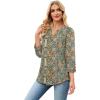 image:imageWIHOLL 34 Length Sleeve Womens Tops with Button Cuffs Dressy Casual V Neck Summer Outfits Early Fall Fashion Spring Clothes02  Boho Paisley Floral