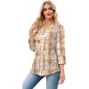 image:imageWIHOLL 34 Length Sleeve Womens Tops with Button Cuffs Dressy Casual V Neck Summer Outfits Early Fall Fashion Spring Clothes02  Brown Print