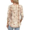 image:imageWIHOLL 34 Length Sleeve Womens Tops with Button Cuffs Dressy Casual V Neck Summer Outfits Early Fall Fashion Spring Clothes02  Brown Print