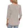 image:imageWIHOLL 34 Length Sleeve Womens Tops with Button Cuffs Dressy Casual V Neck Summer Outfits Early Fall Fashion Spring Clothes02  Coffee Stripe