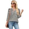 image:imageWIHOLL 34 Length Sleeve Womens Tops with Button Cuffs Dressy Casual V Neck Summer Outfits Early Fall Fashion Spring Clothes02  Grey Floral