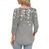 image:imageWIHOLL 34 Length Sleeve Womens Tops with Button Cuffs Dressy Casual V Neck Summer Outfits Early Fall Fashion Spring Clothes02  Grey Floral