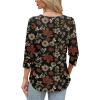 image:imageWIHOLL 34 Length Sleeve Womens Tops with Button Cuffs Dressy Casual V Neck Summer Outfits Early Fall Fashion Spring Clothes02  Leaf Print
