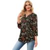 image:imageWIHOLL 34 Length Sleeve Womens Tops with Button Cuffs Dressy Casual V Neck Summer Outfits Early Fall Fashion Spring Clothes02  Leaf Print