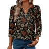 image:imageWIHOLL 34 Length Sleeve Womens Tops with Button Cuffs Dressy Casual V Neck Summer Outfits Early Fall Fashion Spring Clothes02  Leaf Print