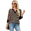 image:imageWIHOLL 34 Length Sleeve Womens Tops with Button Cuffs Dressy Casual V Neck Summer Outfits Early Fall Fashion Spring Clothes02  Leopard Print