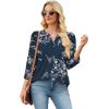 image:imageWIHOLL 34 Length Sleeve Womens Tops with Button Cuffs Dressy Casual V Neck Summer Outfits Early Fall Fashion Spring Clothes02  Navy Print
