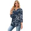 image:imageWIHOLL 34 Length Sleeve Womens Tops with Button Cuffs Dressy Casual V Neck Summer Outfits Early Fall Fashion Spring Clothes02  Navy Print