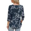 image:imageWIHOLL 34 Length Sleeve Womens Tops with Button Cuffs Dressy Casual V Neck Summer Outfits Early Fall Fashion Spring Clothes02  Navy Print