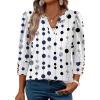 image:imageWIHOLL 34 Length Sleeve Womens Tops with Button Cuffs Dressy Casual V Neck Summer Outfits Early Fall Fashion Spring Clothes02  Navy White Polka Dot