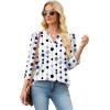 image:imageWIHOLL 34 Length Sleeve Womens Tops with Button Cuffs Dressy Casual V Neck Summer Outfits Early Fall Fashion Spring Clothes02  Navy White Polka Dot