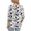 image:imageWIHOLL 34 Length Sleeve Womens Tops with Button Cuffs Dressy Casual V Neck Summer Outfits Early Fall Fashion Spring Clothes02  Navy White Print