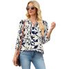 image:imageWIHOLL 34 Length Sleeve Womens Tops with Button Cuffs Dressy Casual V Neck Summer Outfits Early Fall Fashion Spring Clothes02  Navy White Print