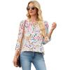 image:imageWIHOLL 34 Length Sleeve Womens Tops with Button Cuffs Dressy Casual V Neck Summer Outfits Early Fall Fashion Spring Clothes02  Orange Floral Print