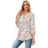 image:imageWIHOLL 34 Length Sleeve Womens Tops with Button Cuffs Dressy Casual V Neck Summer Outfits Early Fall Fashion Spring Clothes02  Orange Floral Print